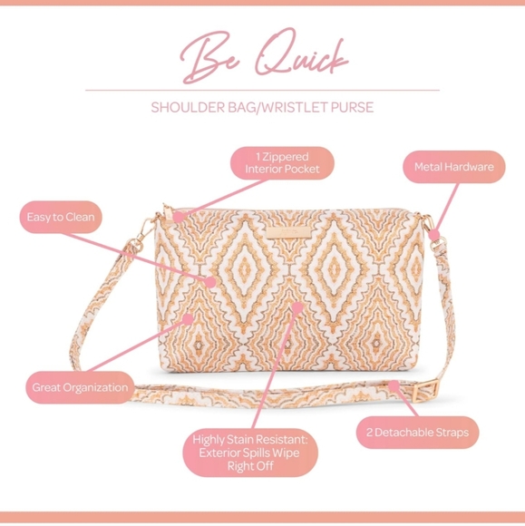 JuJuBe | Be Quick Shoulder Bag/Wristlet Purse Organizer blue stripe - Picture 3 of 6